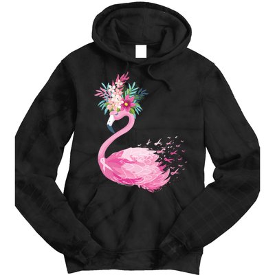 Breast Cancer Awareness Flamingo Floral Tie Dye Hoodie