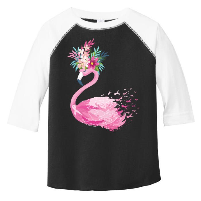 Breast Cancer Awareness Flamingo Floral Toddler Fine Jersey T-Shirt