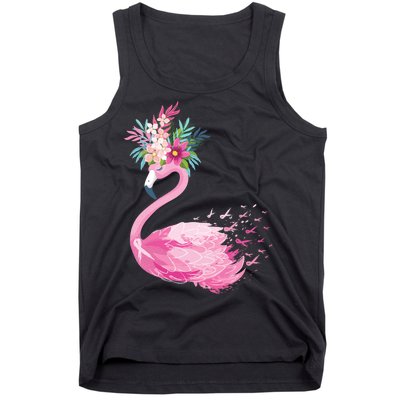 Breast Cancer Awareness Flamingo Floral Tank Top