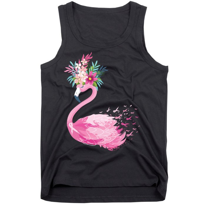 Breast Cancer Awareness Flamingo Floral Tank Top