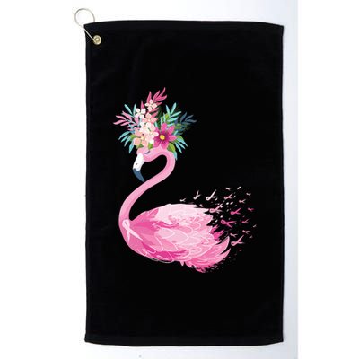 Breast Cancer Awareness Flamingo Floral Platinum Collection Golf Towel