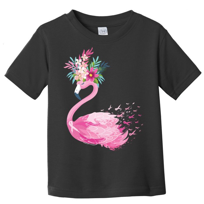 Breast Cancer Awareness Flamingo Floral Toddler T-Shirt