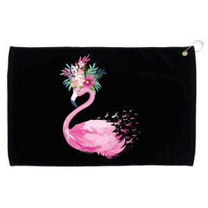 Breast Cancer Awareness Flamingo Floral Grommeted Golf Towel