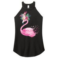 Breast Cancer Awareness Flamingo Floral Women's Perfect Tri Rocker Tank