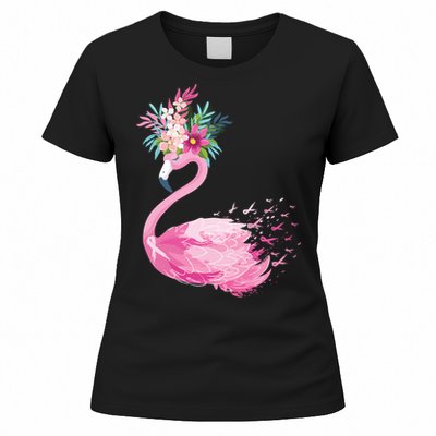 Breast Cancer Awareness Flamingo Floral Women's T-Shirt