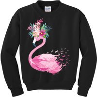 Breast Cancer Awareness Flamingo Floral Kids Sweatshirt