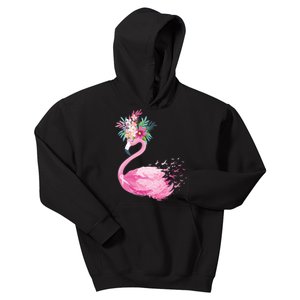 Breast Cancer Awareness Flamingo Floral Kids Hoodie