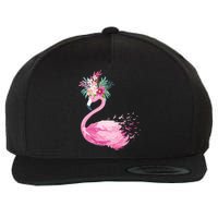 Breast Cancer Awareness Flamingo Floral Wool Snapback Cap