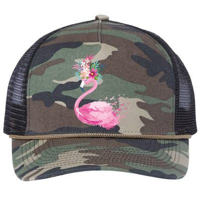 Breast Cancer Awareness Flamingo Floral Retro Rope Trucker Hat Cap