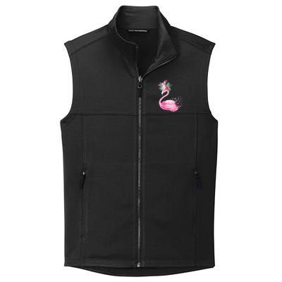 Breast Cancer Awareness Flamingo Floral Collective Smooth Fleece Vest