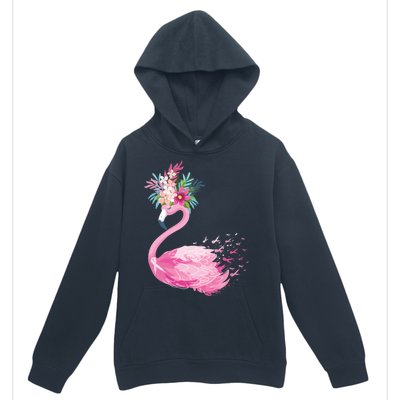 Breast Cancer Awareness Flamingo Floral Urban Pullover Hoodie