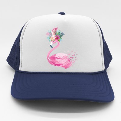 Breast Cancer Awareness Flamingo Floral Trucker Hat