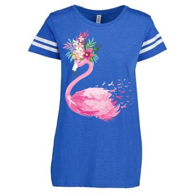 Breast Cancer Awareness Flamingo Floral Enza Ladies Jersey Football T-Shirt