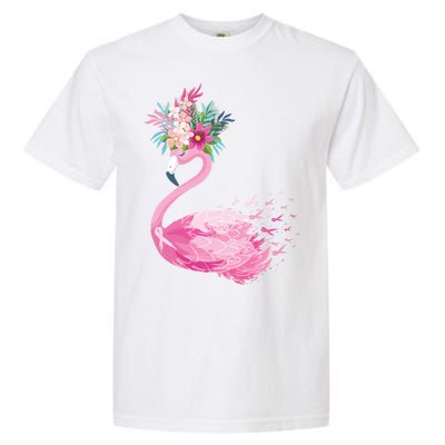 Breast Cancer Awareness Flamingo Floral Garment-Dyed Heavyweight T-Shirt