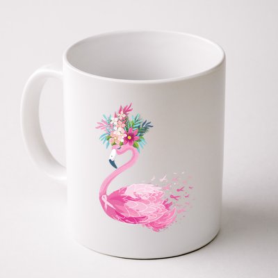 Breast Cancer Awareness Flamingo Floral Coffee Mug