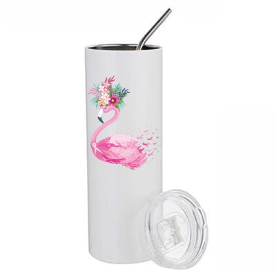 Breast Cancer Awareness Flamingo Floral Stainless Steel Tumbler