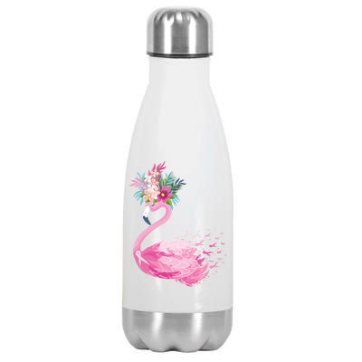 Breast Cancer Awareness Flamingo Floral Stainless Steel Insulated Water Bottle