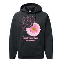 Breast Cancer Awareness Flowers Ribbons Performance Fleece Hoodie