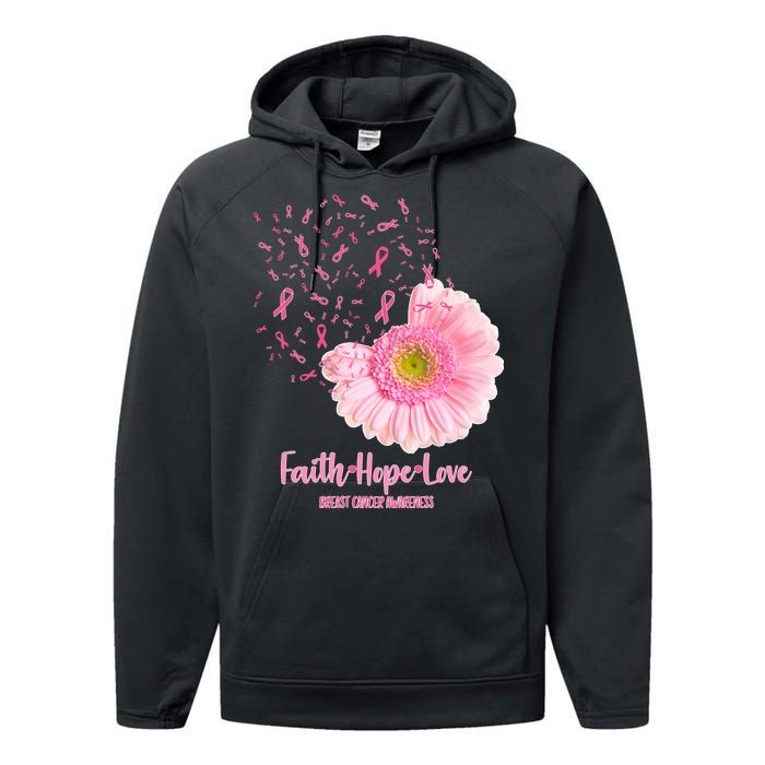 Breast Cancer Awareness Flowers Ribbons Performance Fleece Hoodie