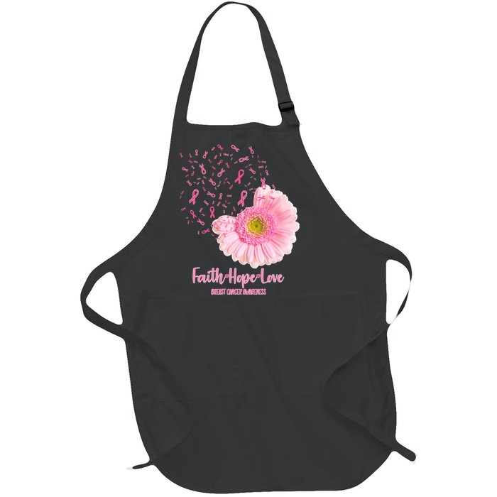 Breast Cancer Awareness Flowers Ribbons Full-Length Apron With Pockets