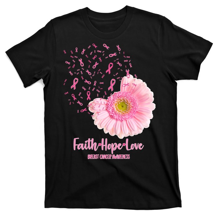 Breast Cancer Awareness Flowers Ribbons T-Shirt