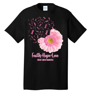 Breast Cancer Awareness Flowers Ribbons Tall T-Shirt