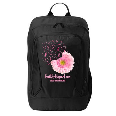 Breast Cancer Awareness Flowers Ribbons City Backpack