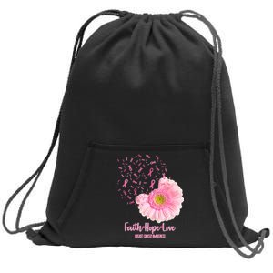 Breast Cancer Awareness Flowers Ribbons Sweatshirt Cinch Pack Bag