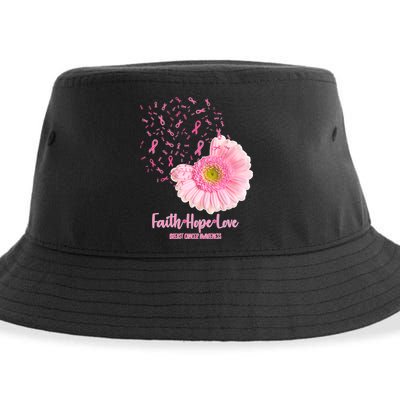 Breast Cancer Awareness Flowers Ribbons Sustainable Bucket Hat