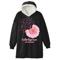 Breast Cancer Awareness Flowers Ribbons Hooded Wearable Blanket