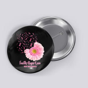 Breast Cancer Awareness Flowers Ribbons Button