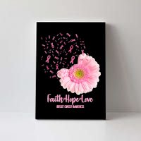 Breast Cancer Awareness Flowers Ribbons Canvas