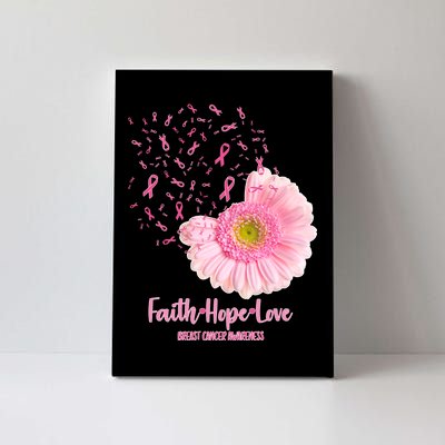 Breast Cancer Awareness Flowers Ribbons Canvas