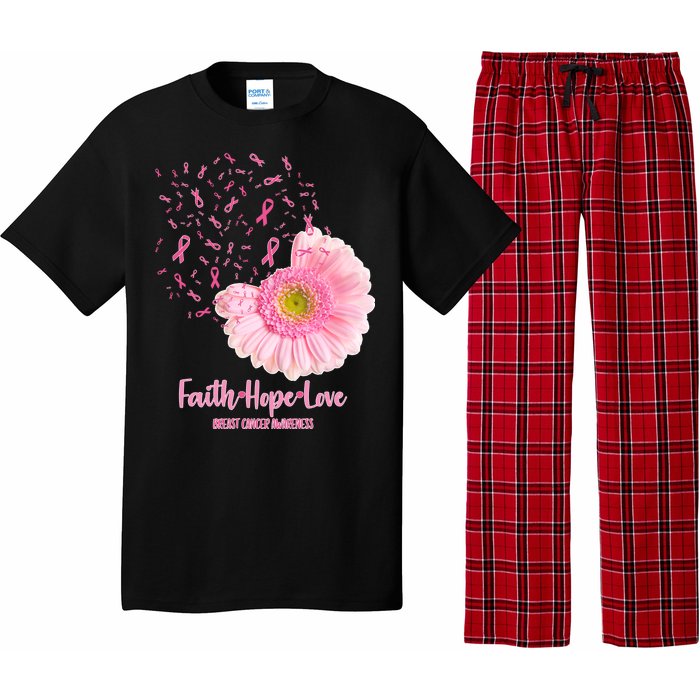 Breast Cancer Awareness Flowers Ribbons Pajama Set