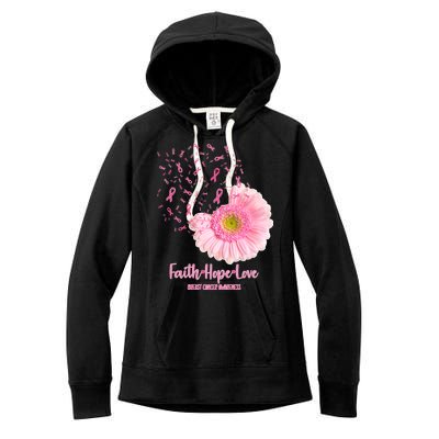 Breast Cancer Awareness Flowers Ribbons Women's Fleece Hoodie