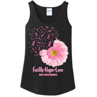 Breast Cancer Awareness Flowers Ribbons Ladies Essential Tank