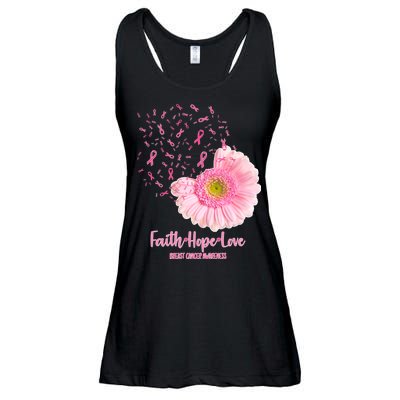 Breast Cancer Awareness Flowers Ribbons Ladies Essential Flowy Tank