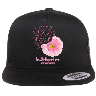 Breast Cancer Awareness Flowers Ribbons Flatbill Hat