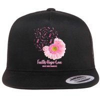 Breast Cancer Awareness Flowers Ribbons Flat Bill Trucker Hat