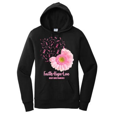 Breast Cancer Awareness Flowers Ribbons Women's Pullover Hoodie