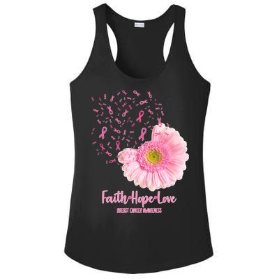 Breast Cancer Awareness Flowers Ribbons Ladies PosiCharge Competitor Racerback Tank