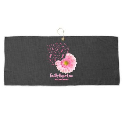 Breast Cancer Awareness Flowers Ribbons Large Microfiber Waffle Golf Towel