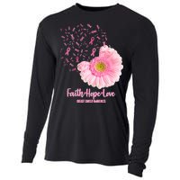 Breast Cancer Awareness Flowers Ribbons Cooling Performance Long Sleeve Crew