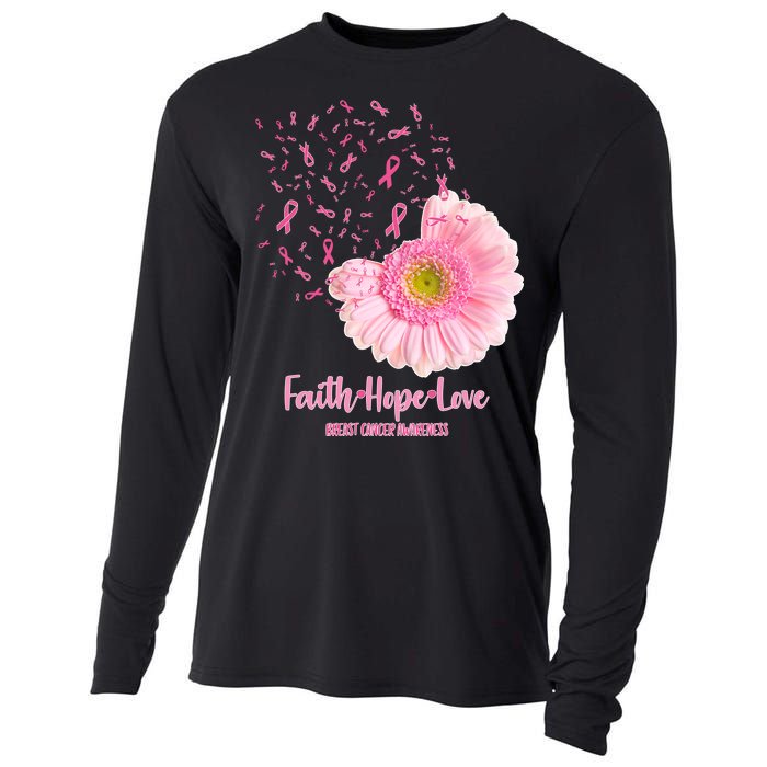 Breast Cancer Awareness Flowers Ribbons Cooling Performance Long Sleeve Crew