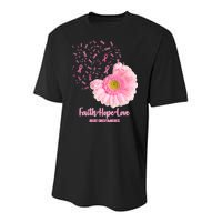 Breast Cancer Awareness Flowers Ribbons Youth Performance Sprint T-Shirt