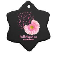 Breast Cancer Awareness Flowers Ribbons Ceramic Star Ornament