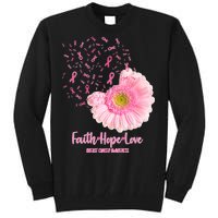 Breast Cancer Awareness Flowers Ribbons Tall Sweatshirt