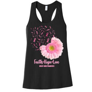 Breast Cancer Awareness Flowers Ribbons Women's Racerback Tank