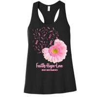 Breast Cancer Awareness Flowers Ribbons Women's Racerback Tank