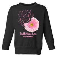 Breast Cancer Awareness Flowers Ribbons Toddler Sweatshirt